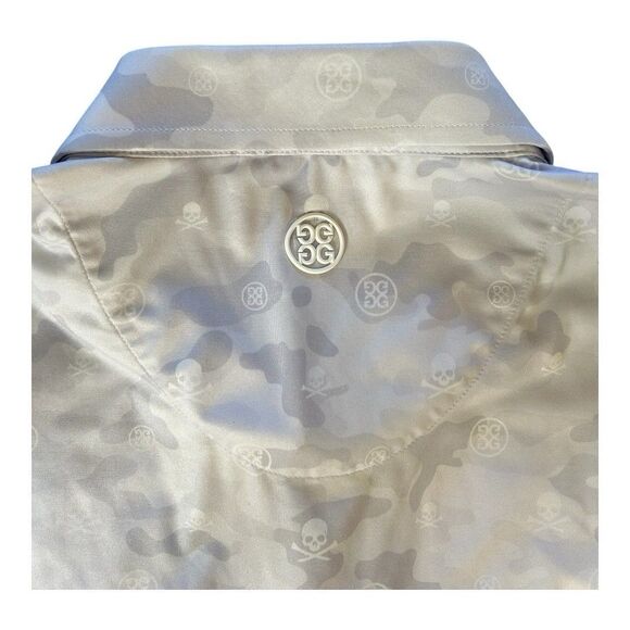 G/FORE Performance Fabric Camo Skulls Mens Medium Tech Polo Golf Shirt White - Picture 9 of 10